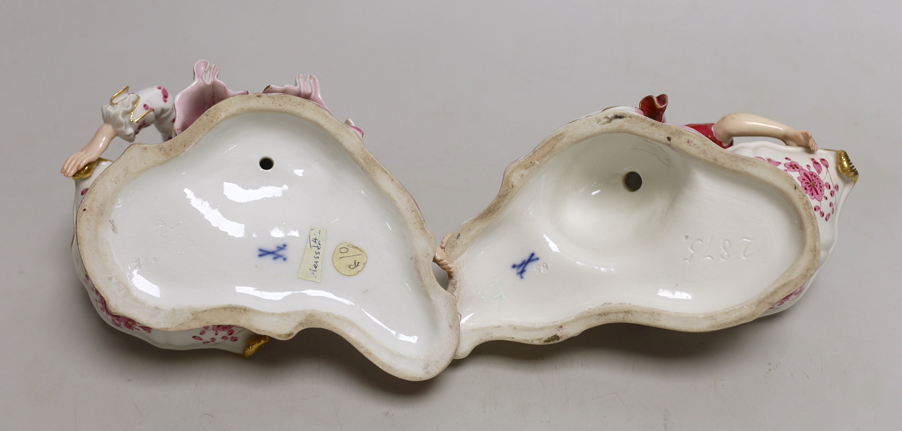 A pair of Meissen figural salts, late 19th century, 2872 and 2875